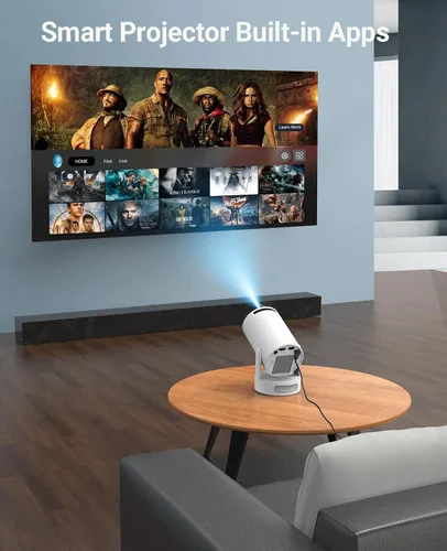 Vista 6 de Mini proyector con WiFi y Bluetooth, proyector 4K 1080P, corrección trapezoidal automática 210 ANSI, proyector portátil giratorio de 210°, proyector