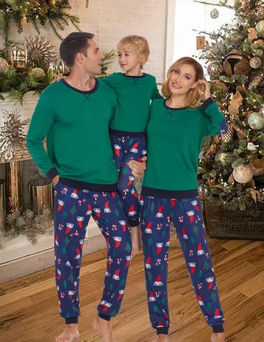 Vista 2 de Ekouaer Family Matching Pajamas Christmas Sleepwear Long Sleeve Sleep Shirt with Long Pants Soft Loungewear Pjs Set