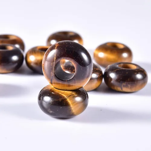 Vista 20 de Cuentas de piedra natural de agujero grande (0.23 a 0.236 pulgadas) pulidas Rondelle cuentas de piedras preciosas europeas para pulseras de dijes