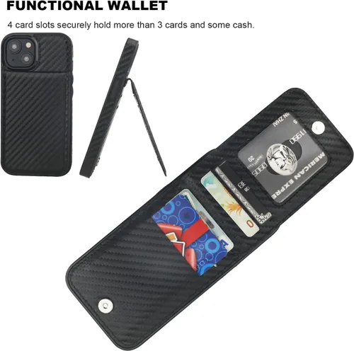 Vista 76 de KIHUWEY - Funda tipo cartera compatible con iPhone 15 con soporte para tarjetas de crédito, cierre magnético, soporte de cuero premium, cubierta