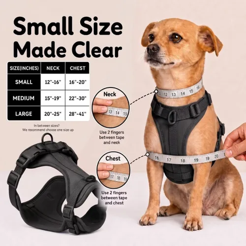 Vista 7 de Arnés para perro, chaleco de clip frontal ajustable sin tirones con acolchado suave, 3 clips para correa y diseño Oxford sin estrangulamiento Negro