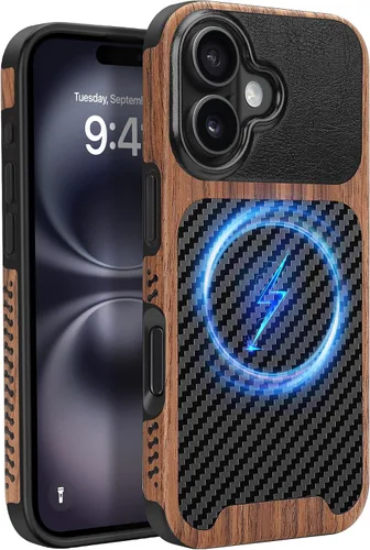 Vista 16 de Funda magnética ZZDZZ compatible con iPhone 14 Plus [Compatible con Magsafe] Diseño de cuero premium TPU híbrido a prueba de golpes (Negro)