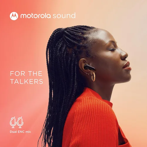 Vista 3 de Motorola Sound Moto Buds 125 True Wireless Earbuds, IPX5, impermeables, a prueba de sudor, control táctil, con micrófono de cancelación de ruido