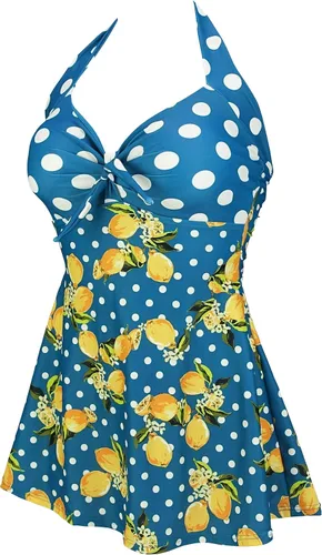 Vista 2 de COCOSHIP - Traje de baño de una pieza tipo vestido, con diseño retro y estilo pin-up marinero