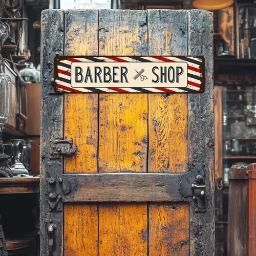 Vista 7 de Accesorios de Decoración de Barbería - Póster de Barbería Letreros de Lata de Metal Vintage Arte de Pared, Regalos de Barbero para Hombres