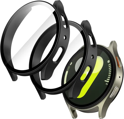 Vista 11 de JETech Funda con protector de pantalla para Samsung Galaxy Watch 7 de 40 mm, cubierta protectora general, película de vidrio templado de alta Negro