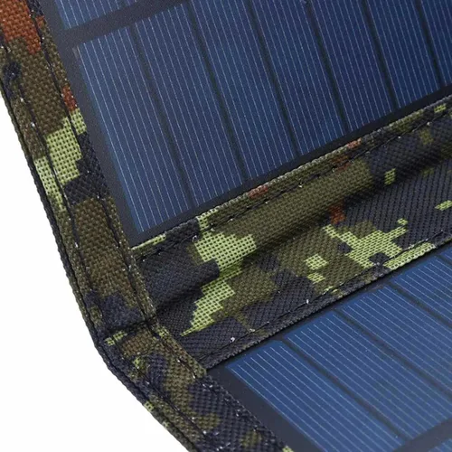 Vista 6 de Panel solar portátil de 20 W, carga de emergencia al aire libre, impermeable, plegable (salidas USB de 5 V/1.2 A) (camuflaje de 15 W)