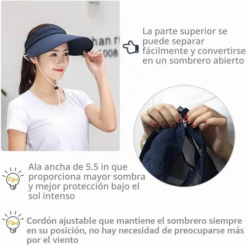 Vista 6 de Sombrero de ala ancha – Multifuncional UPF 50 protección cubo pesca sombrero sombrero gorra Aguamarina