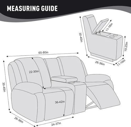Vista 6 de KinCam Fundas para Sillón Reclinable de Dos Plazas con Funda para Consola Central, Fundas para Sofá Reclinable de 2 Asientos, Funda para Sofá