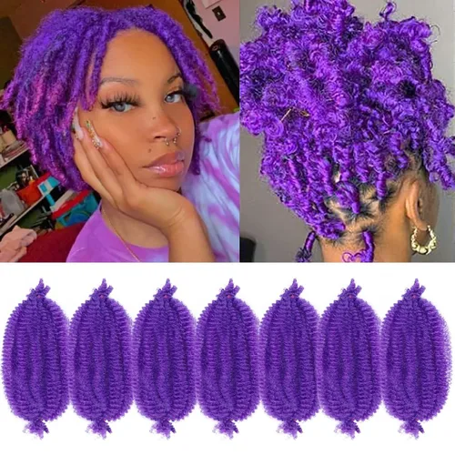 Vista 42 de Cabello para Trenzas Marley Twist de 10 pulgadas Negro 3 Paquetes Cabello Afro Twist Elástico Preseparado para Locs Suaves Cabello Spring Twist