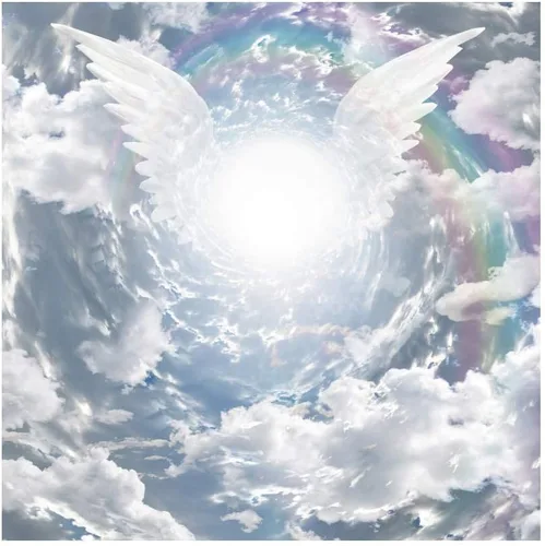 Vista 11 de Telón de fondo de alas de ángel de 4 x 4 pies, tema enviado al cielo recién nacido, baby shower, fotografía, fondo azul cielo blanco, nube santo