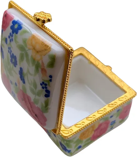 Vista 4 de Evenchae Caja de porcelana en miniatura Joyería, baratijas, recuerdos, recuerdos Listo para regalo con bolsa de terciopelo con cordón