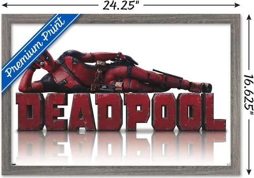 Vista 3 de Marvel Deadpool Legacy - Póster de pared acostado, 22.4 pulgadas de largo x 14.7 pulgadas de ancho, versión enmarcada de madera de granero