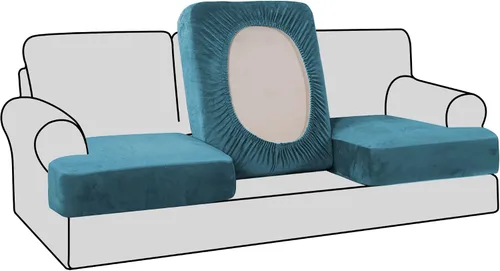 Vista 29 de H.VERSAILTEX Fundas de terciopelo elástico para silla con cojín en forma de T para sala de estar, funda de sofá, funda de asiento con cojín