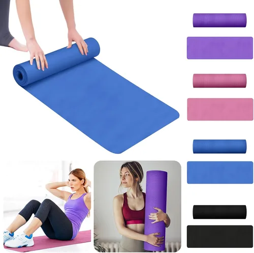 Vista 7 de Esterilla de yoga rosa de 0.197 in de grosor antideslizante de alta densidad antideslizante con correa de transporte esterilla de yoga caliente