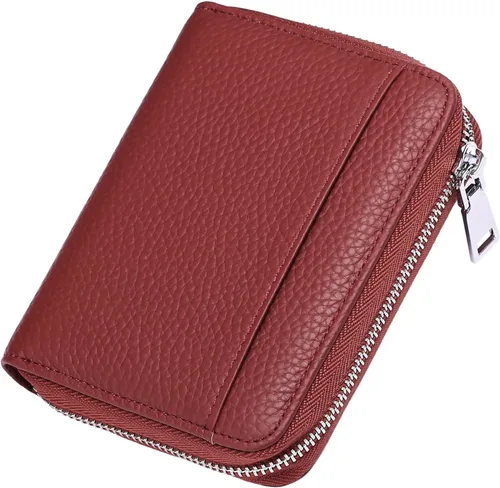 Vista 18 de SENDEFN Cartera de cuero para mujer, con bloqueo RFID, pequeñas carteras compactas, titular de la tarjeta de crédito con ventana de identificación