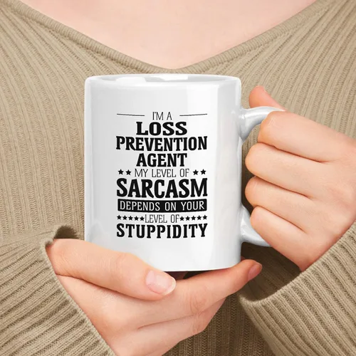 Vista 71 de Taza de cerámica blanca de regalo para Armed Guard de 11 oz y 15 oz - Mi nivel de sarcasmo depende de tu nivel