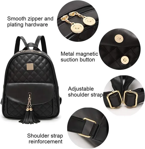 Vista 6 de I IHAYNER - Morral informal de cuero acolchado con diseño simple para mujer