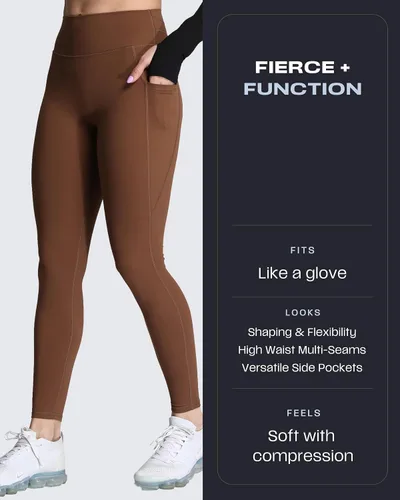 Vista 142 de Aoxjox Trinity - Pantalones de yoga de cintura alta con bolsillos para mujer, control de abdomen, cintura cruzada, leggings de entrenamiento suaves