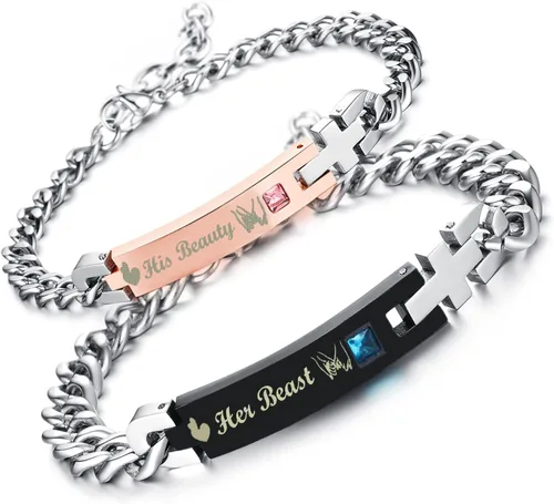 Vista 28 de Regalo para enamorado, para él y ella, pulseras grabadas personalizadas para parejas, para mujeres y hombres, juego a juego, regalo de aniversario