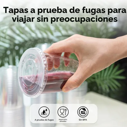 Vista 5 de Paquete de 25 vasos desechables de plástico transparente con tapas y pajitas, tazas de café helado de fondo redondo de 12 onzas, tazas de bebidas