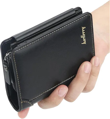 Vista 7 de Essencedelight - Cartera para hombre de piel sintética delgada tarjetero de crédito bolsillo con cremallera monedero casual para hombre regalo corto