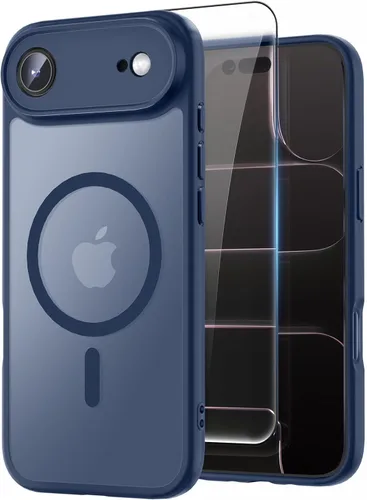 Vista 10 de Funda magnética para iPhone 17 con protector de pantalla, protección completa de la cámara, compatible con MagSafe, delgada, translúcida, mate, a