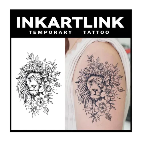 Vista 15 de INKARTLINK Tattoo Tech, 2 hojas de tatuaje semipermanente mediano, tatuajes temporales de diseño artístico para adultos, dura 1-2 semanas