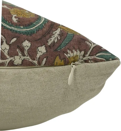 Vista 6 de Funda de cojín hecha a mano con estampado de bloques de 14 x 14 pulgadas, de lino puro, para otoño, verano, decoración de primavera para sofá, cama