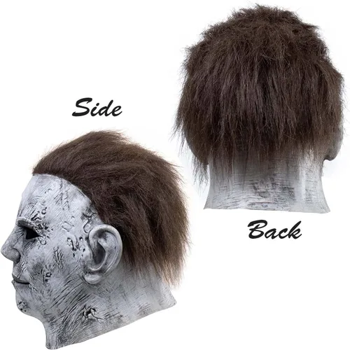 Vista 4 de Gorbgle Máscara de Michael Myers, máscara de látex para Halloween para hombres y adultos, disfraz de cosplay espeluznante, máscara de cabeza