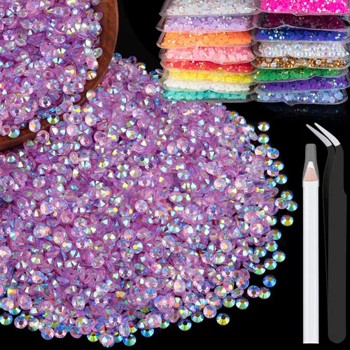 Vista 63 de 5000 piezas de 2mm de strass de resina a granel, strass de gel negros con parte posterior plana y redonda para embellecer sin termoadhesión, gemas