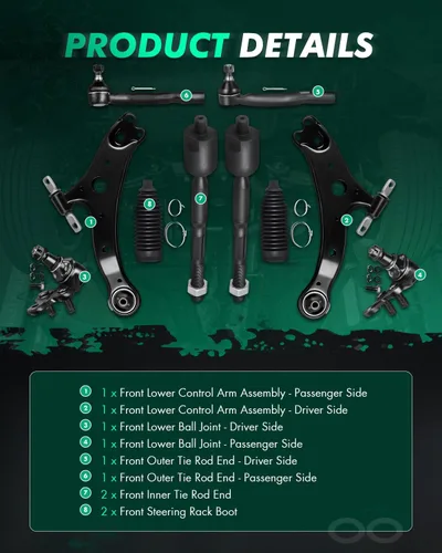 Vista 3 de SCITOO Kit de suspensión delantera, conjunto de brazo de control inferior, rótula inferior, extremo de barra de acoplamiento interior exterior
