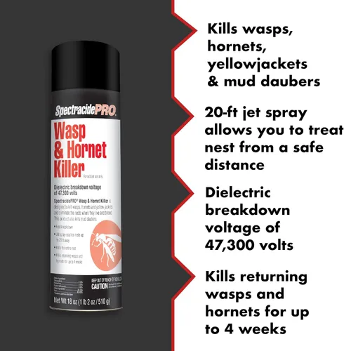 Vista 2 de Spectracide PRO - Asesino de avispas y avispones (Aerosol) (18 onzas), paquete de 1, lata blanca