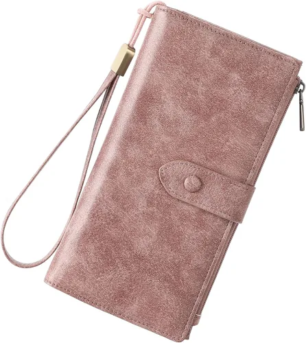 Vista 18 de SENDEFN Cartera de cuero para mujer, con bloqueo RFID, tarjetero para tarjetas de crédito, cartera de mano para mujer