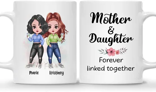 Vista 17 de Gossby Taza personalizada para madre y 1 hija, como madre como hija, regalos para madre, mejores tazas de café para madre, taza personalizada