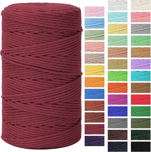 Vista 32 de Cordón de macramé 3mm x 300m Cuerda de macramé 100% algodón natural Cordón de algodón trenzado de 4 hebras para manualidades DIY, adornos