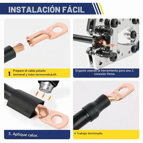 Vista 6 de Haisstronica Kit de 60 lengüetas de alambre de cobre (AWG 8 6 4), extremo de cable de batería resistente, conectores de crimpado de cobre desnudo