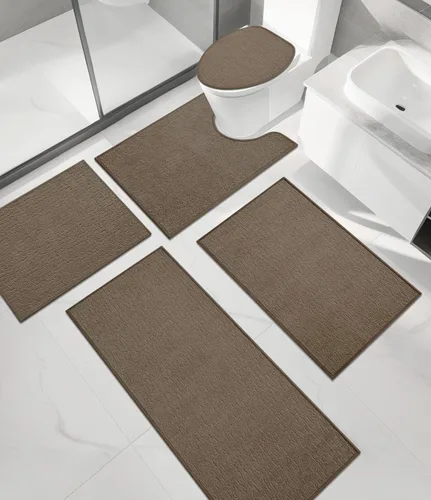 Vista 79 de Chakme Juego de 2 alfombras de baño ultrafinas, absorbentes, antideslizantes, lavables a máquina, color negro, 17 x 24 pulgadas / 17 x 30 pulgadas