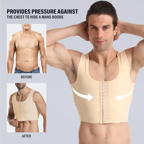Vista 3 de Chaleco de corsé de ginecomastia para hombre, ajustable, de compresión, para ocultar los Moobs