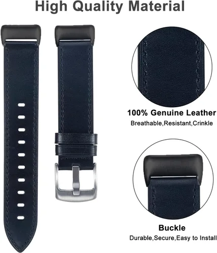 Vista 3 de Leather Bands Compatible with Fitbit Charge 5,Replacement Genuine Leather Straps for Women Men,Soft Leather Adjustable Watch Band Replacement