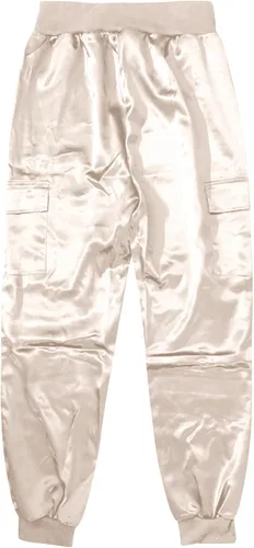 Vista 5 de FUMOOD Pantalones deportivos de satén para mujer, casuales, de cintura alta, sin botones, casuales, hasta el tobillo, de satén sedoso, cargo