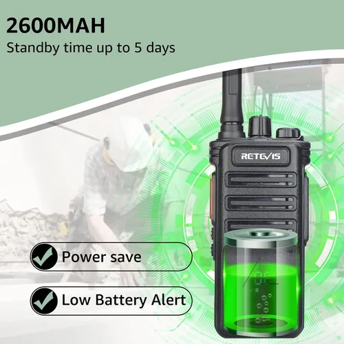 Vista 4 de Retevis RB89 Radio de 2 vías de largo alcance, Walkie Talkie de alta resistencia, inalámbrico, alta potencia, 700,000 pies cuadrados/50 pisos