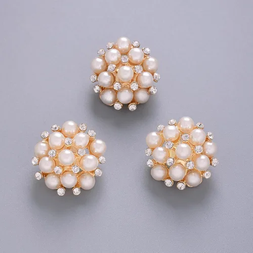 Vista 3 de Jerler 10 piezas de botones de diamantes de imitación de perlas adornos de cristal coser en botones de ropa