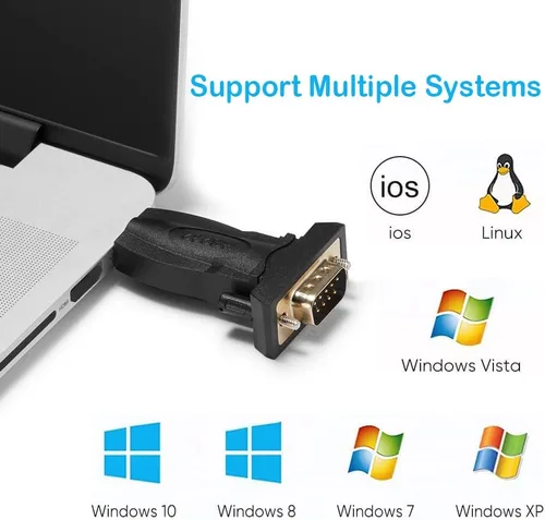 Vista 6 de Adaptador USB a RS232 con chip FTDI, convertidor USB a DB9 Serial Hembra Compatible con Windows 10, 8.1, 8, 7, Vista, XP, Linux y Mac OS X 10.6