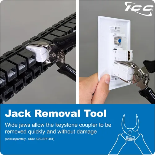 Vista 9 de ICC Conector Keystone HDMI de 90 grados, acoplador HDMI hembra a hembra, inserto de ángulo recto para placa de pared, estilo HD, blanco, individual