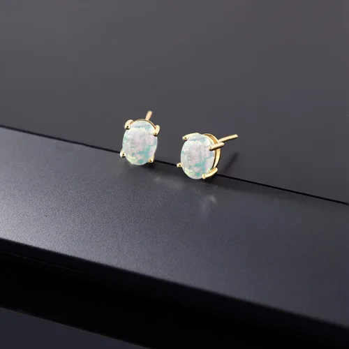 Vista 347 de Gem Stone King Aretes de oro de 14 quilates con piedra natal ovalada de 0.315 x 0.236 in Aretes de oro para mujer