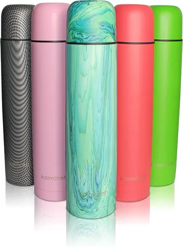 Vista 2 de Kalmateh Botella Termo Moderna y Elegante de Acero Inoxidable con Doble Pared y Aislamiento al Vacío 1000ml, Vaciado Preciso y Retención de Calor