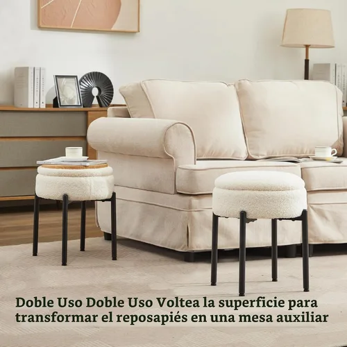 Vista 6 de Taburete de tocador con almacenamiento, taburete de maquillaje multifuncional y mesa auxiliar de terciopelo de peluche, sillas de almacenamiento