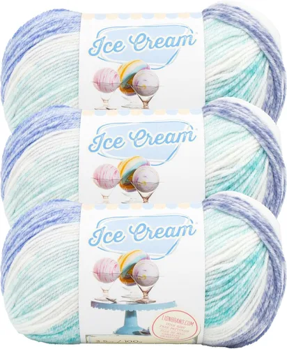 Vista 63 de Lion Brand Yarn, Hilo para Bebé Ice Cream para tejer, ganchillo y manualidades, Baseball Nut, 1 paquete, fibra acrílica colorida de peso DK