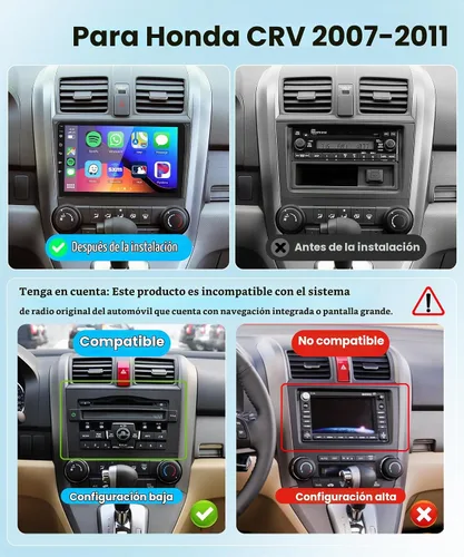 Vista 2 de Estéreo de coche 2G+64G Android 15 para Honda CRV 2007-2011 con Carplay inalámbrico/Android Auto con navegación GPS WiFi, pantalla táctil de 9